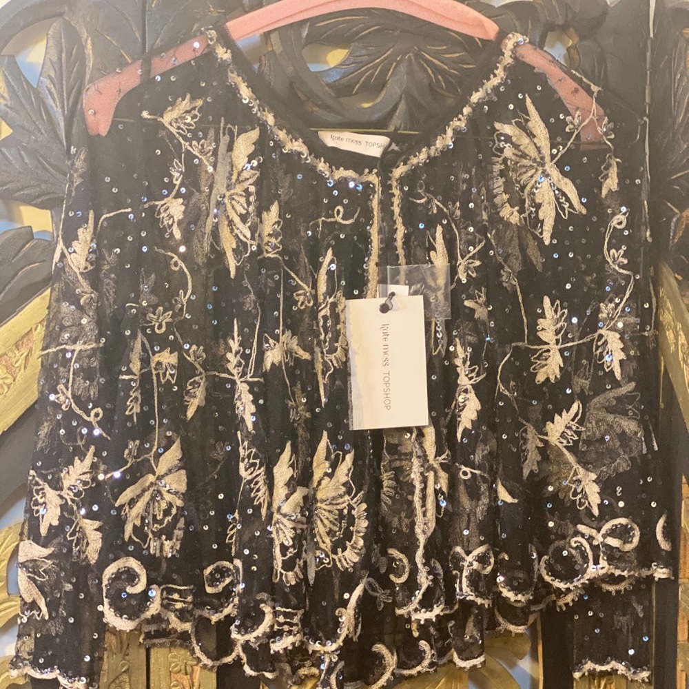 COPY - TOPSHOPXKATE MOSS Embroidered Sequined Cape/jacket - Picture 4 of 4
